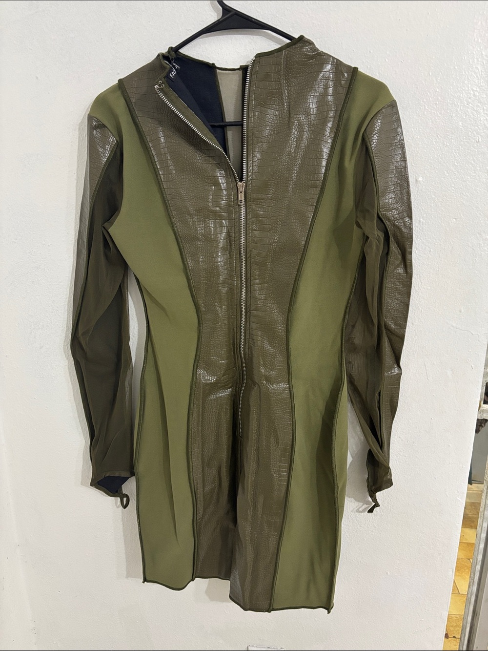 Fashion Nova Olive Green Panel Zip-Front Trench Coat